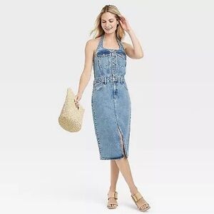 Women's Denim Midi Dress - Universal Thread Medium Wash 12